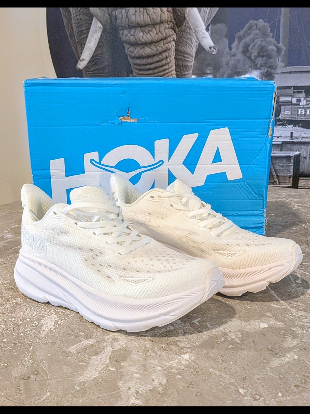 Hoka Clifton 9 Women's White Performance Running Shoes